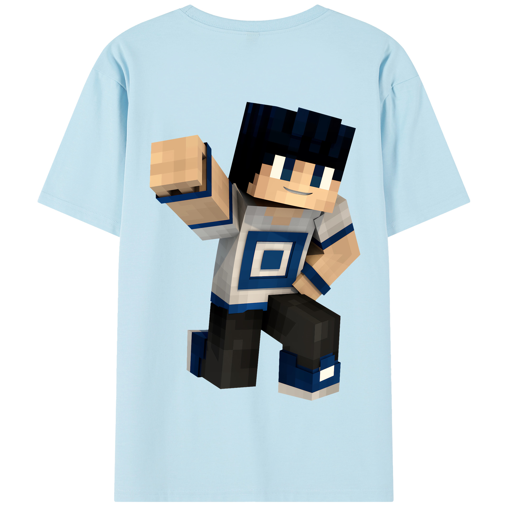 （画像用） マインクラフト ブロックの世界 Minecraft MC Block world 綿100％半袖Tシャツ（背面プリント）